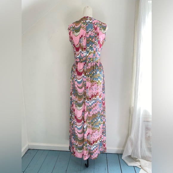 60s/70s Vintage Leslie Fay Original Psychadelic Maxi Dress - Picture 6 of 9